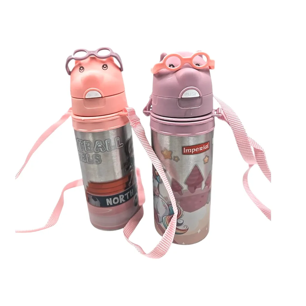 [IX2601158] Imperial Oscar Stainless Steel Sipper Water Bottle With String & Push Button Small