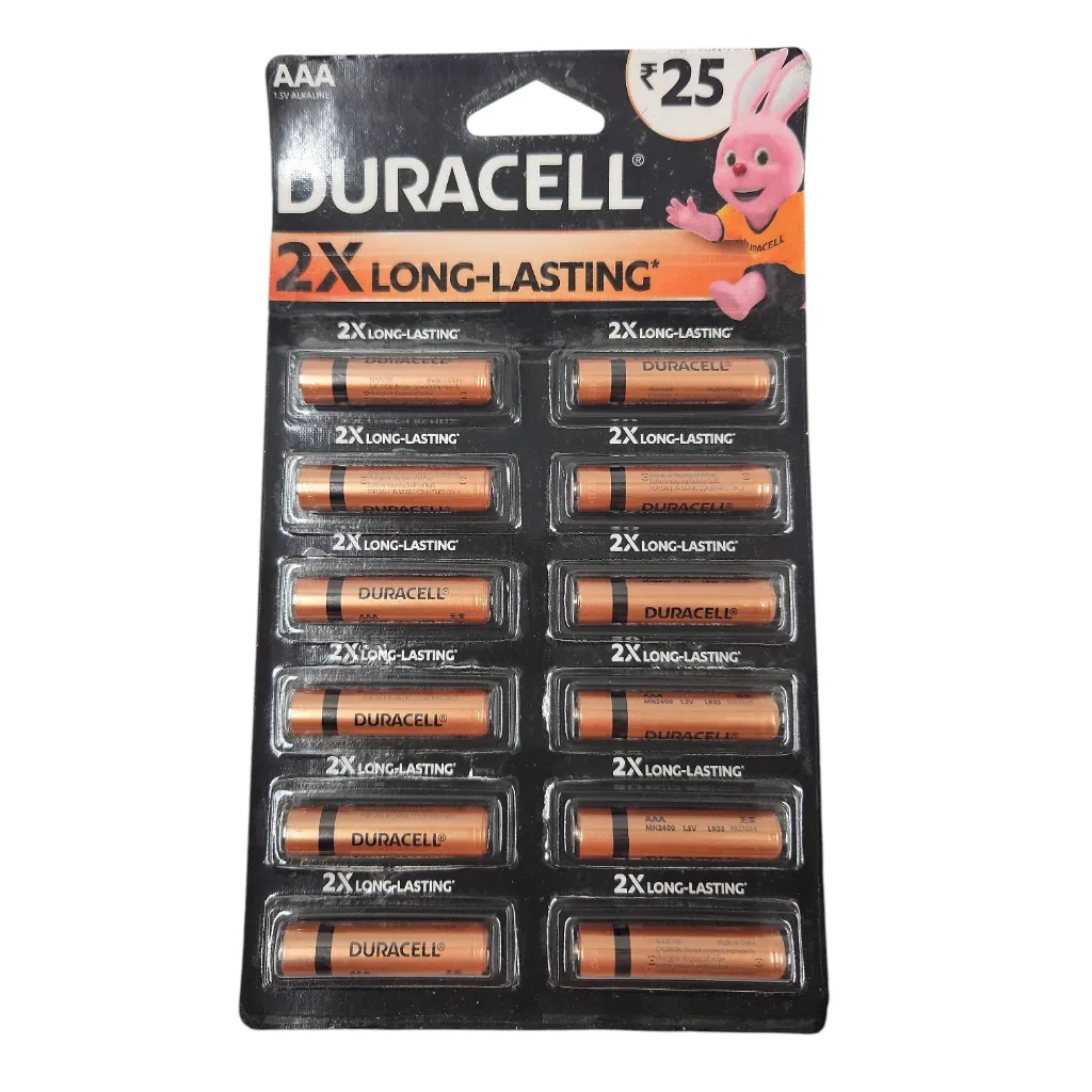 Duracell AAA LR03/MN2400 1.5V 2X Long-Lasting Alkaline Battery MRP 25
