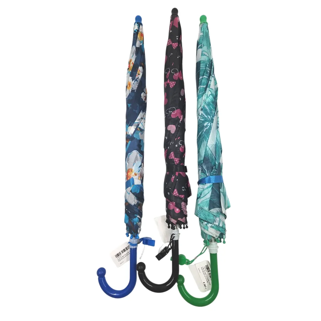 Kids Printed Umbrella With Push Button & Whistle