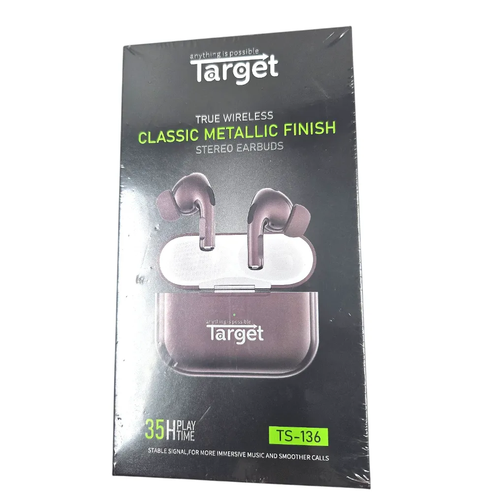 [IX2601325] TS-136 Target 5.3 Version True Wireless Classic Metallic Finish Stereo Earbuds With Charging Case