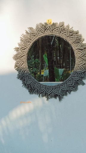Macrame Mirror Wall Decor 12 Inch Grey Mirror 