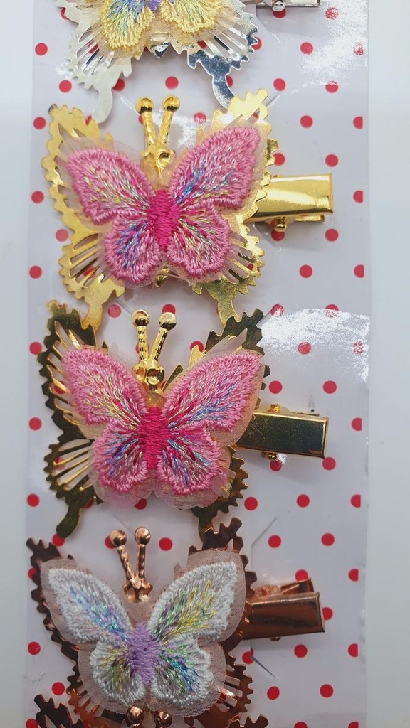 Metal Butterfly Alligator Clip With Attached Glitter Butterfly 