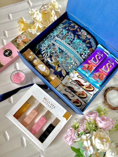 Customized Gift Hamper With Watch, Dress, Perfumes & Chocolates 