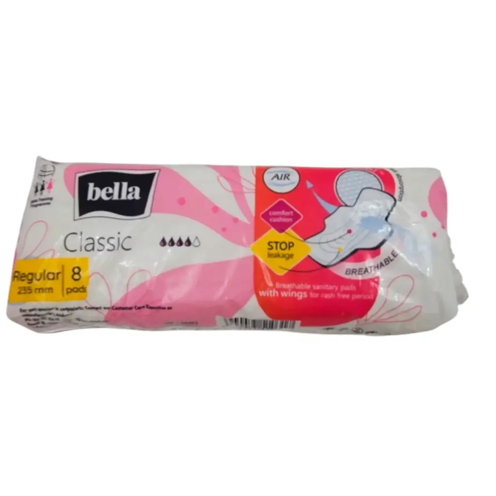 [IX000700] Bella Classic Regular 235mm Breathable Sanitary Pads With Wings Pack Of 8 MRP 42  (Pink)