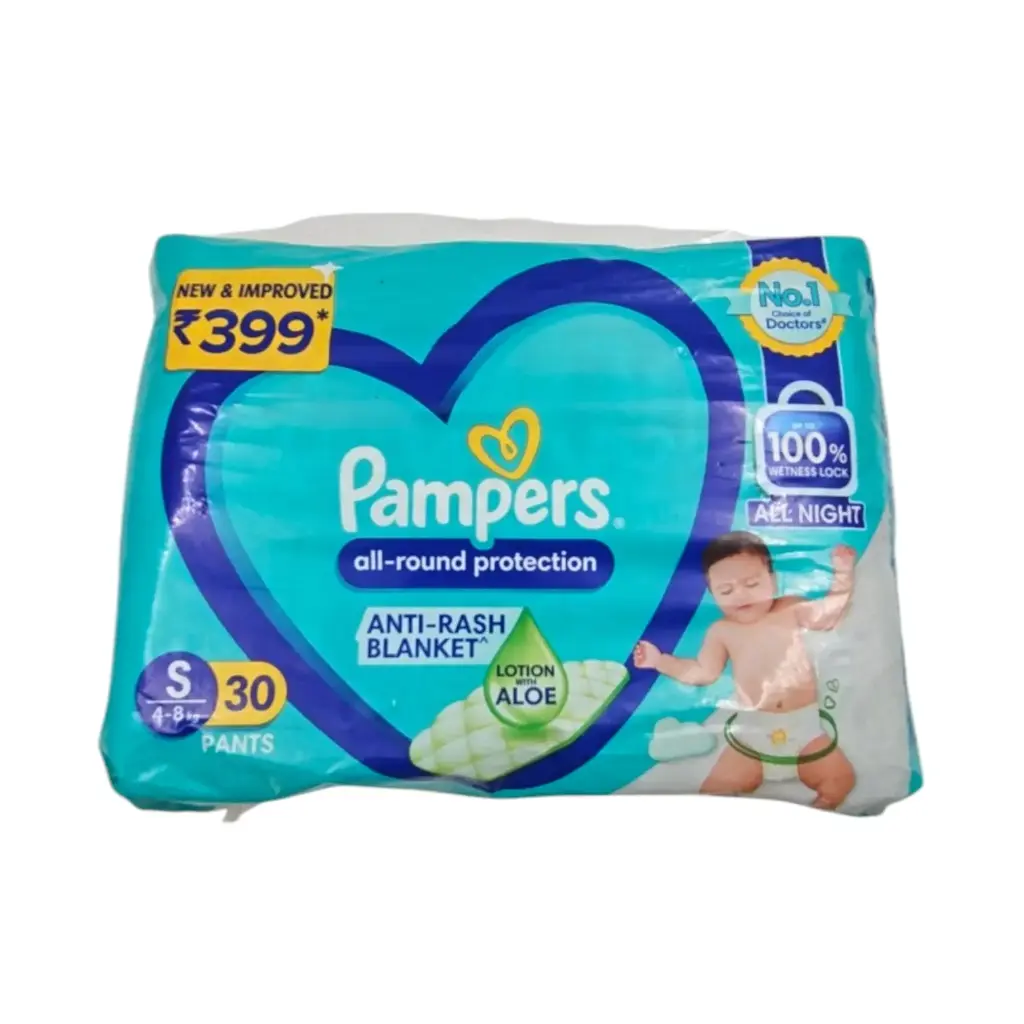 [IX001120] Pampers All Round Night Protection Diaper Pack Of 30 Small MRP 399