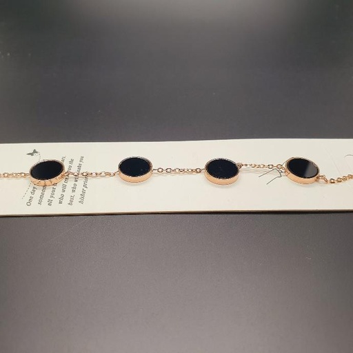 Rose Gold Imitation Bracelet With Black Stone