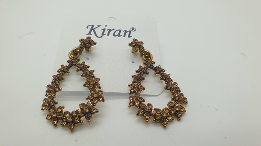 Fancy Golden Flower Stone Ring Earrings 