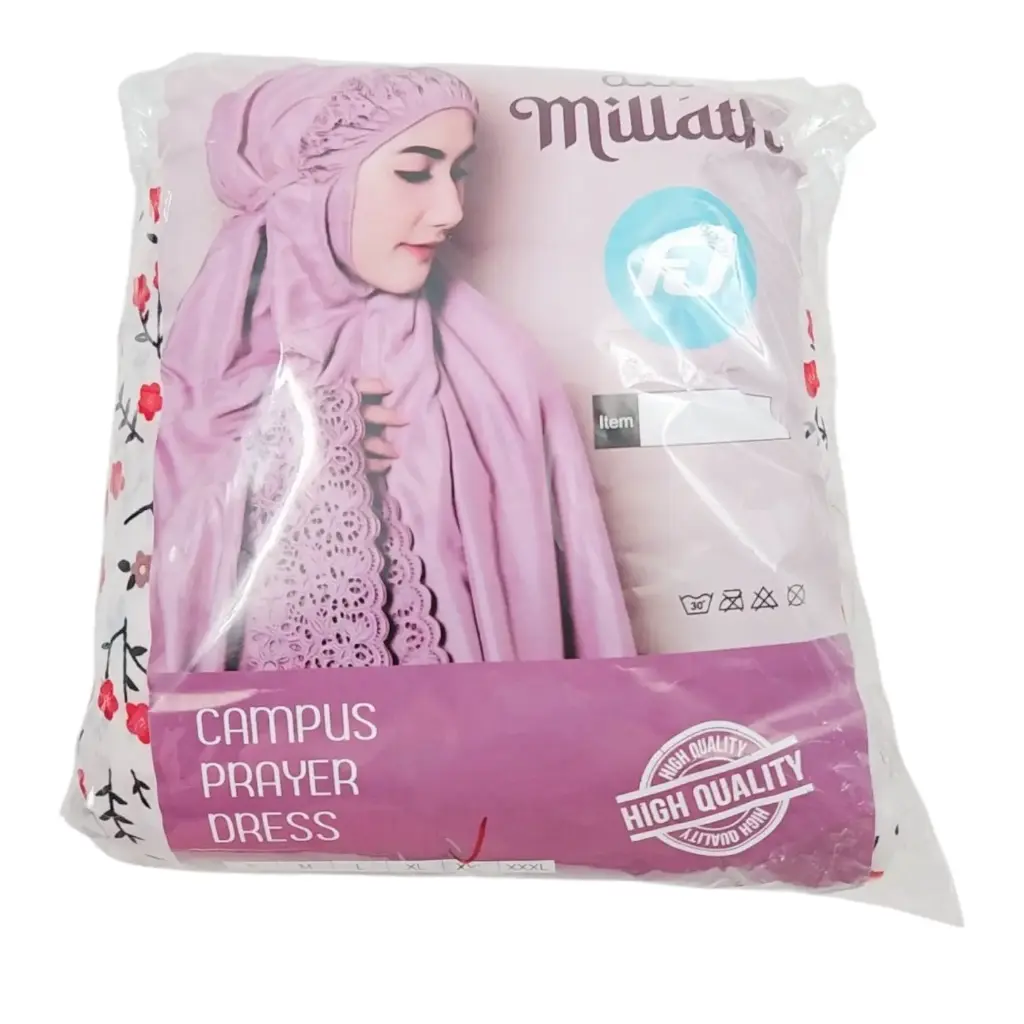 [IX001082] Millath Campus Prayer Dress  (White Star)