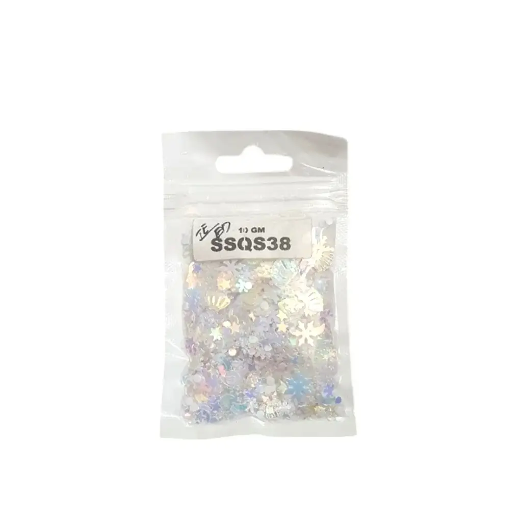 SSQS38 White Sparkling Sequence Multi Shape 10 gm