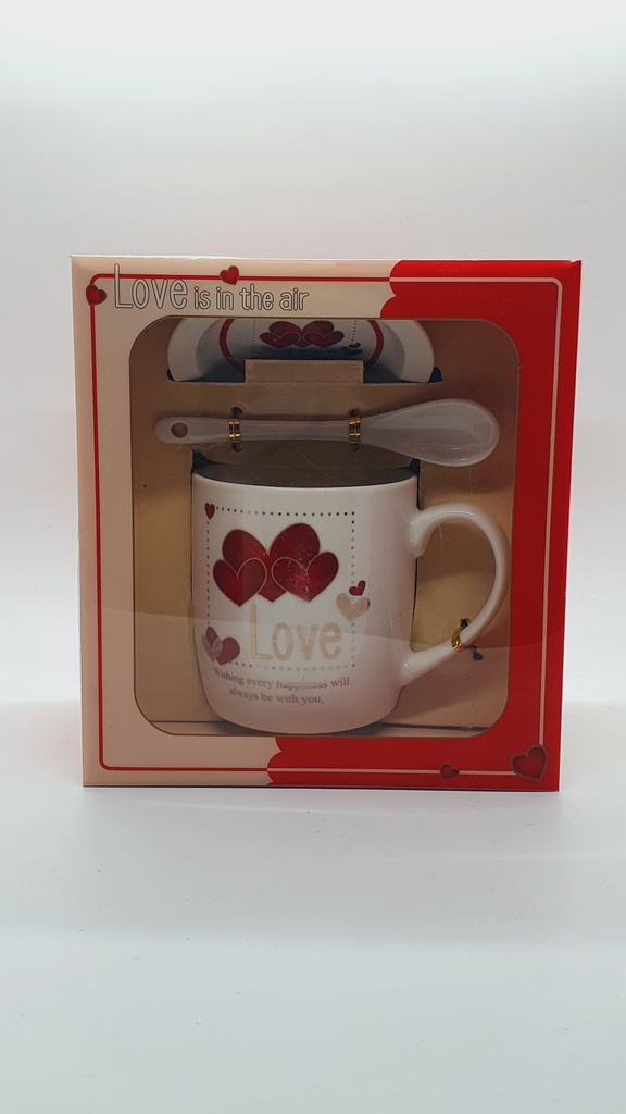 Ceramic Combo Set Coffee Mug 250 ml With Saucer & Spoon