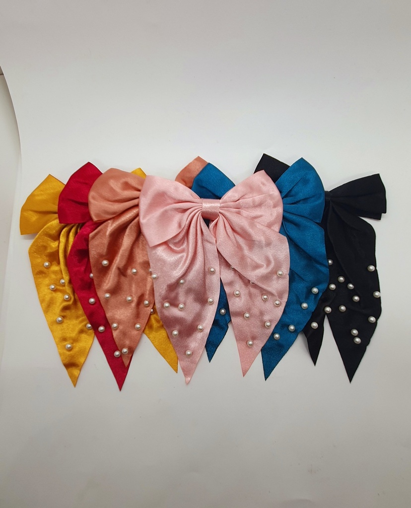 [IX001391] Hair Bun Silky Bow With Stones 