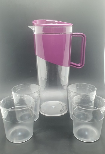 Aqua 2 liter Unbreakable Plastic Jug With 4 Pcs Glass Set