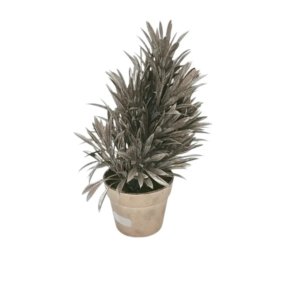 [IX001662] Artificial Metallic Flower Pot  (Golden)