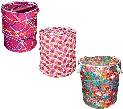 [IX001726] Foldable Pop Up Round Laundry Bag Basket With Zipp  (Small)