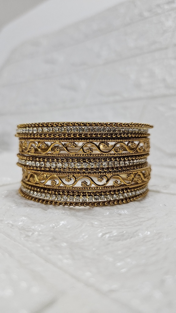 Mat Gold Designer Bangle Set Of 11