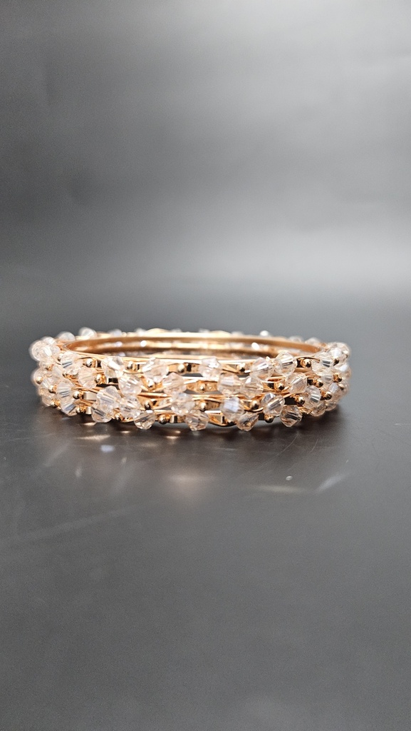 Rose Gold Bangles With White Stone  