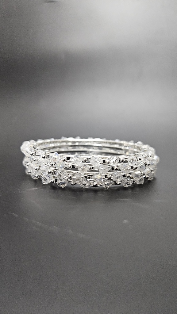 Silver Bangles With White Stone