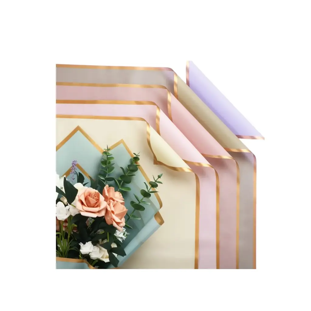 Premium Water Proof Flower Wrapping Bouquet Sheet With Golden Edge