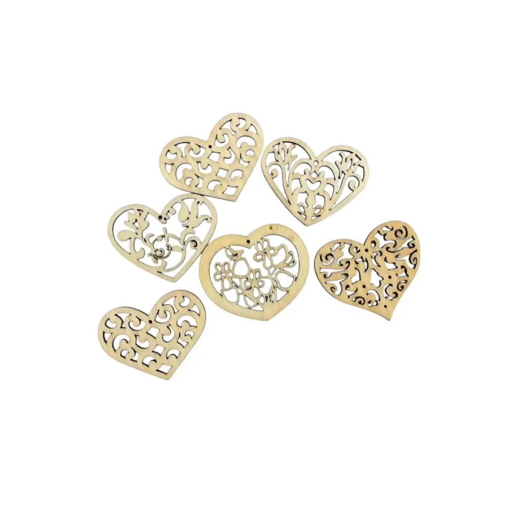 Wooden Designer Heart Cutouts
