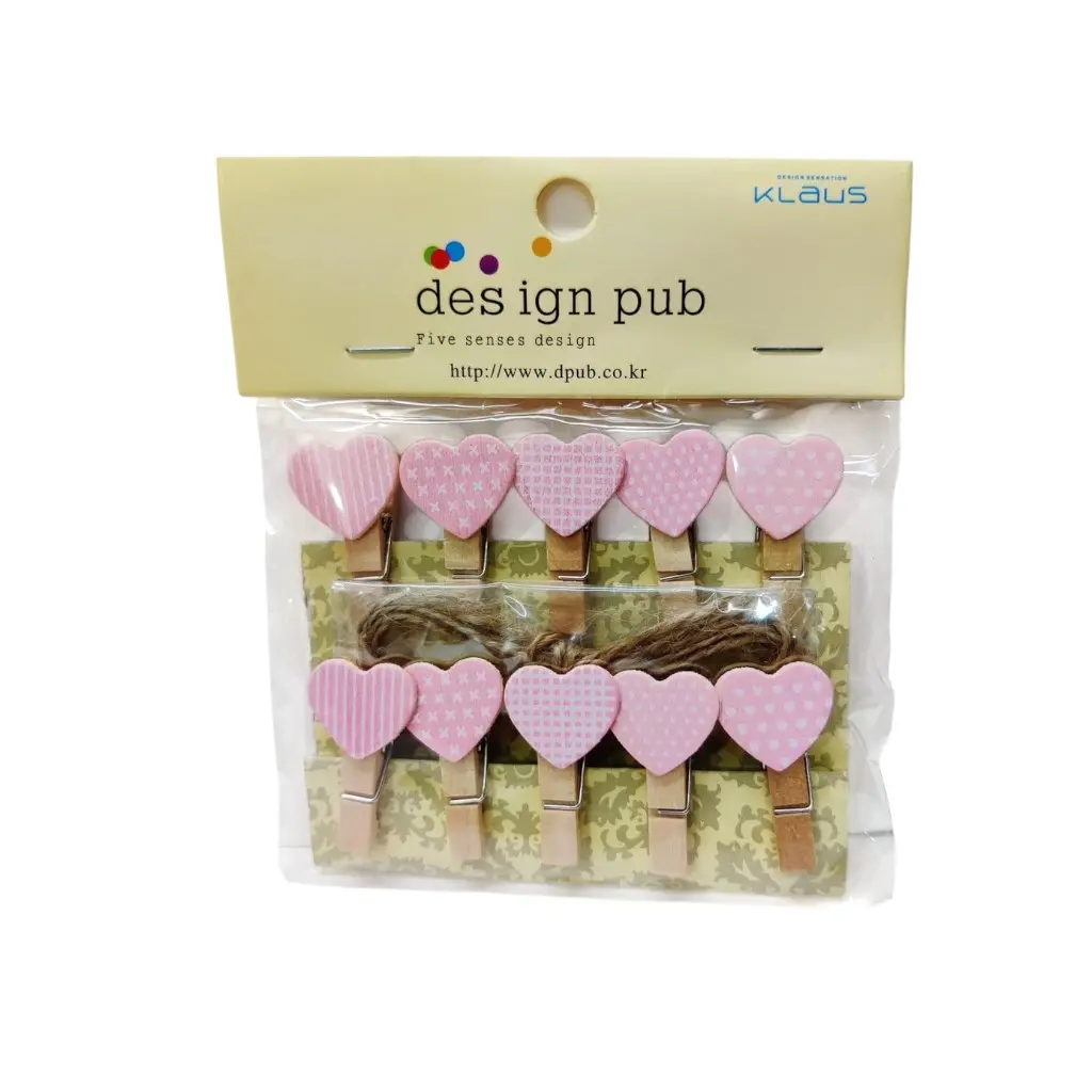 Wooden Clips 10 Pcs Set With Jute Thread