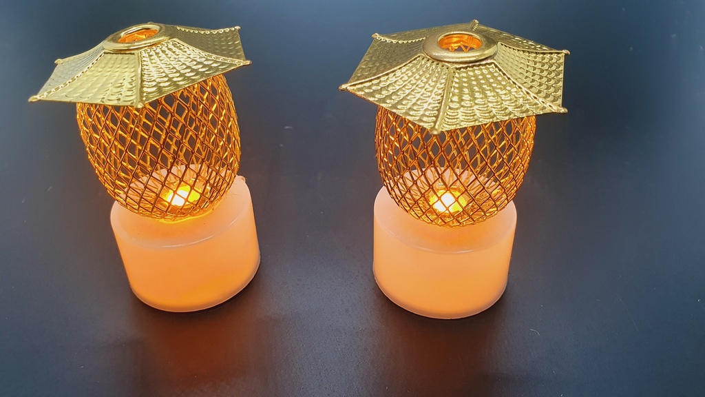 Small Golden Flameless Candle Bowl & Leaf 