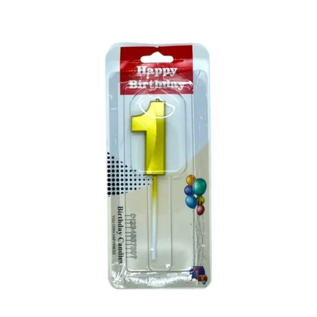 [IX000165] Golden Number Birthday Cake Topper Candles 