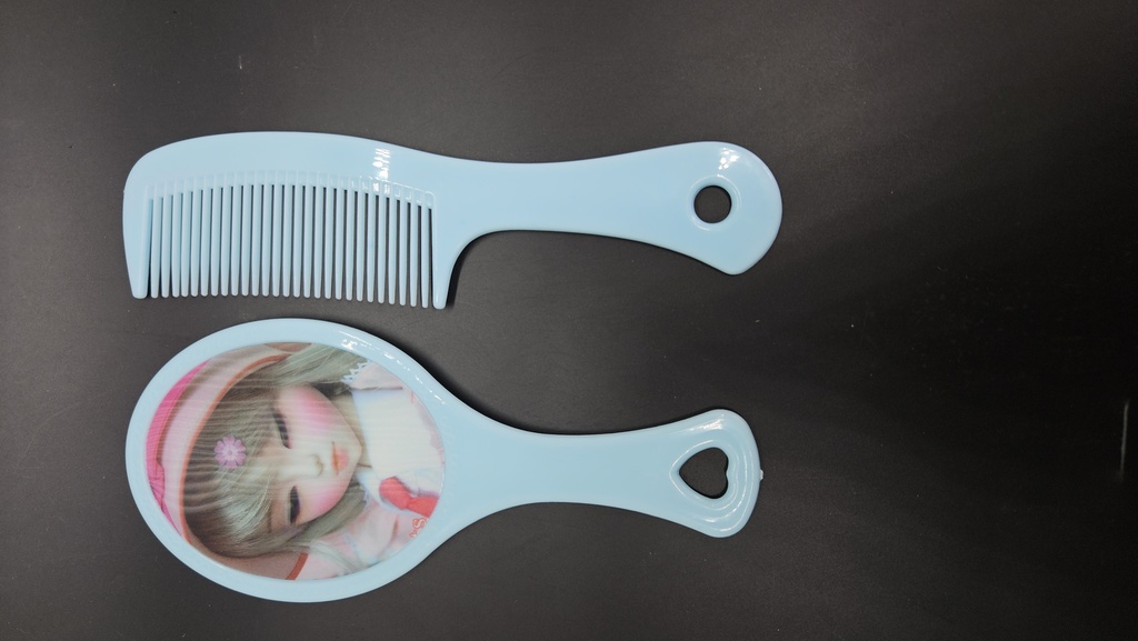 [IX001956] Fancy Hair Comb With Hand Mirror (Light Blue)