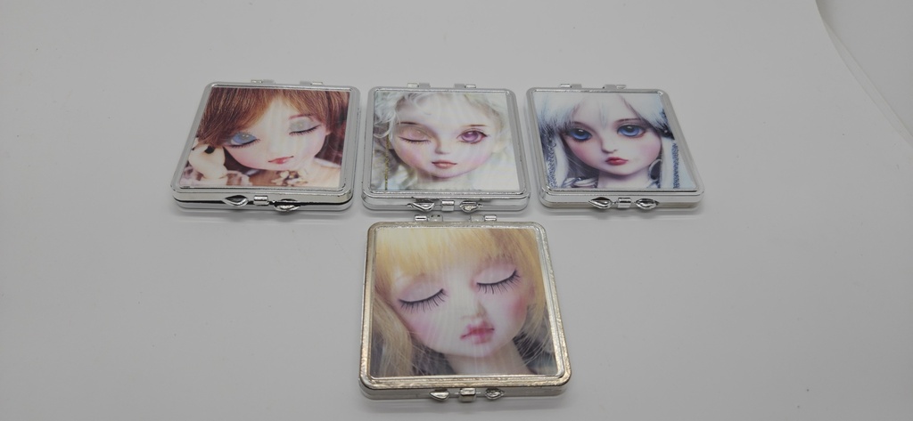 [IX002057] Double Side Pocket Mirror With Animated Barbie Face 