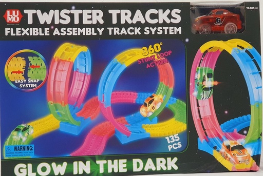 LMI 7786 Twister Tracks Flexible Glow Track System for Car 135 Pcs 