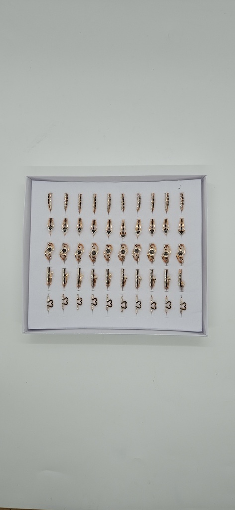 [IX002092] Rose Gold Imitation Rings With Black & White Stones   (Love)