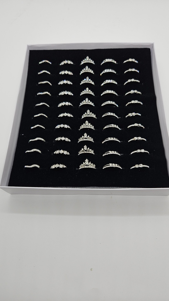 [IX002101] Silver Imitation Rings With White Stones    (Flower)