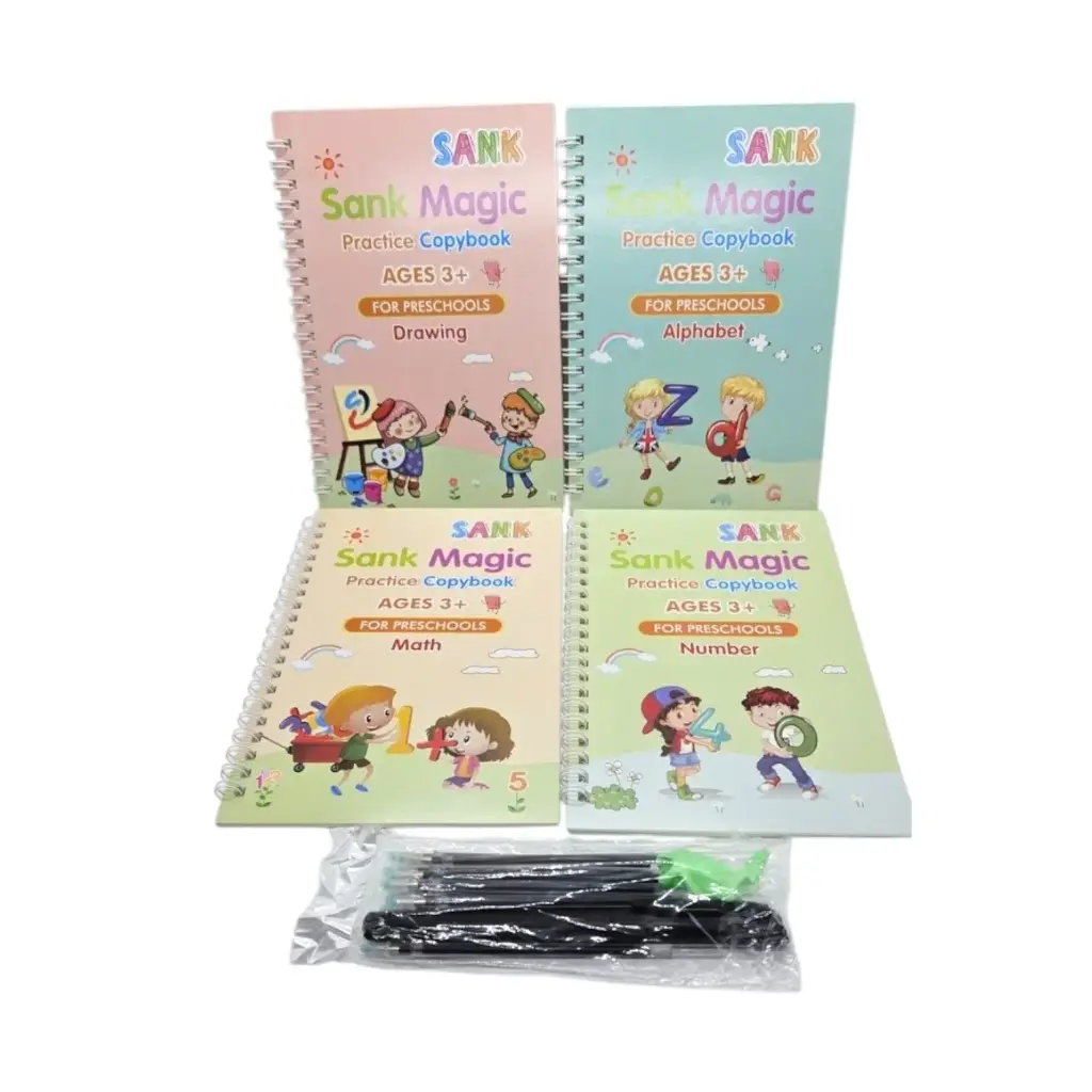 Sank Magic Practice Copybook Set Of 4 With Pen & Eraser 