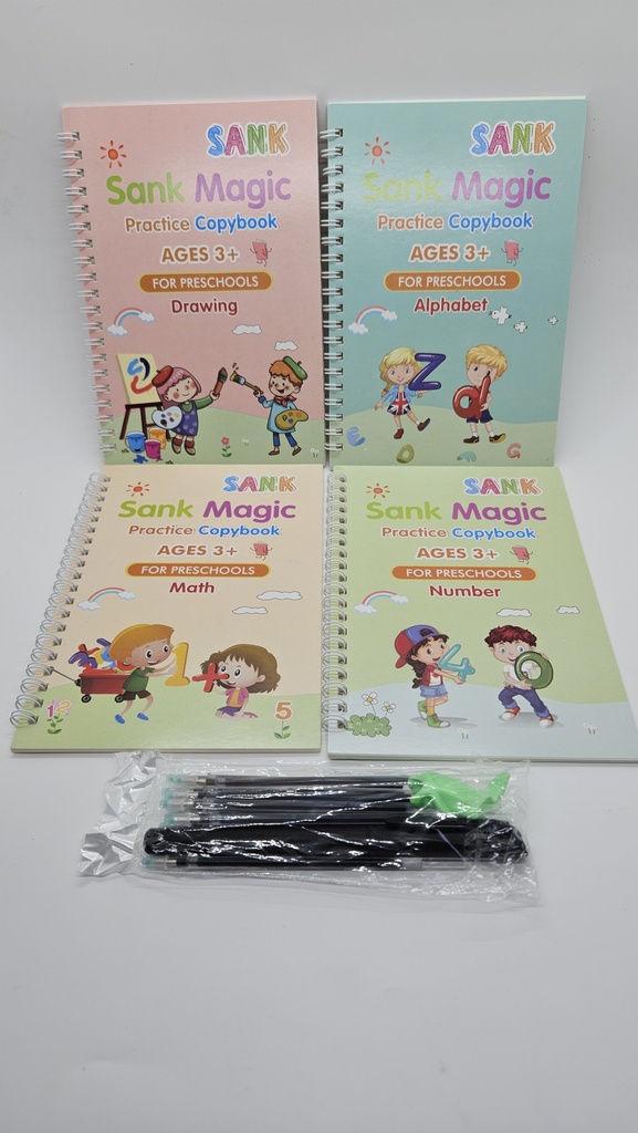 Sank Magic Practice Copybook Set Of 4 With Pen & Eraser 
