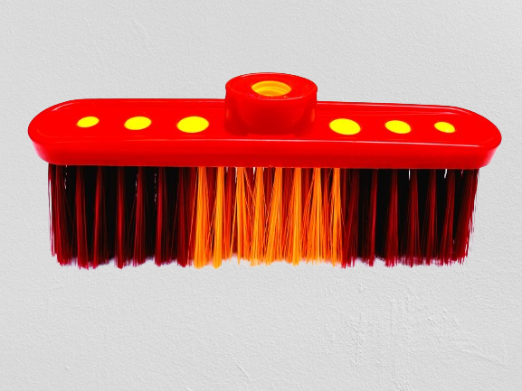 Plastic Double Color Long Bristles Brush With Wooden Stick