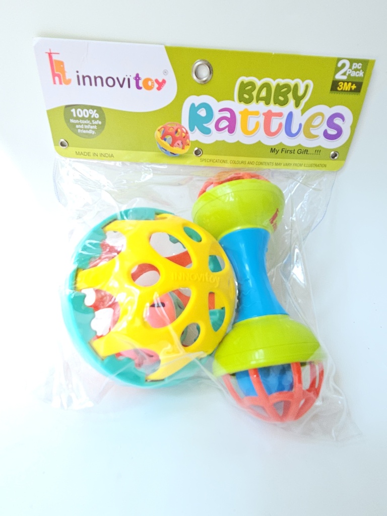 Innovitoy Baby Rattles 2 Pcs Pack 100% Non Toxic, Safe & Infant Friendly