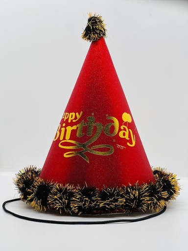 [IX000195] Birthday Cap Glitter with Cotton Balls  (Red)