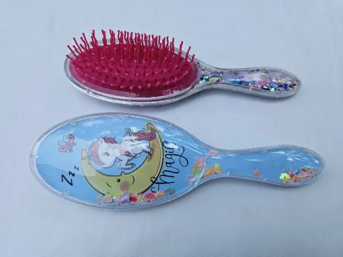 Fancy Oval Unicorn Hair Brush With Sequence