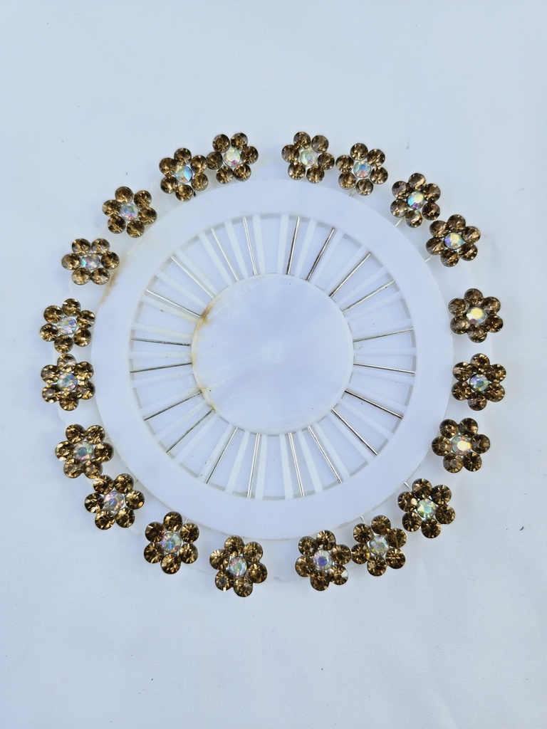 Imitation Broch Golden Floral Maftha Pin