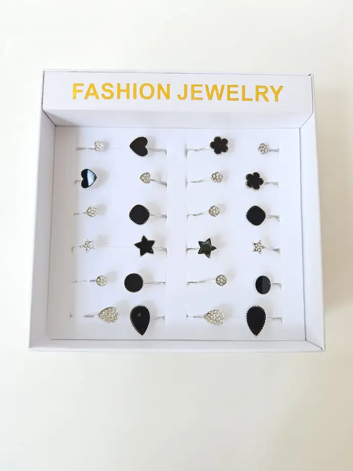 Alloy Kids Silver Unattached Ends Bangle With Black & White Stones  