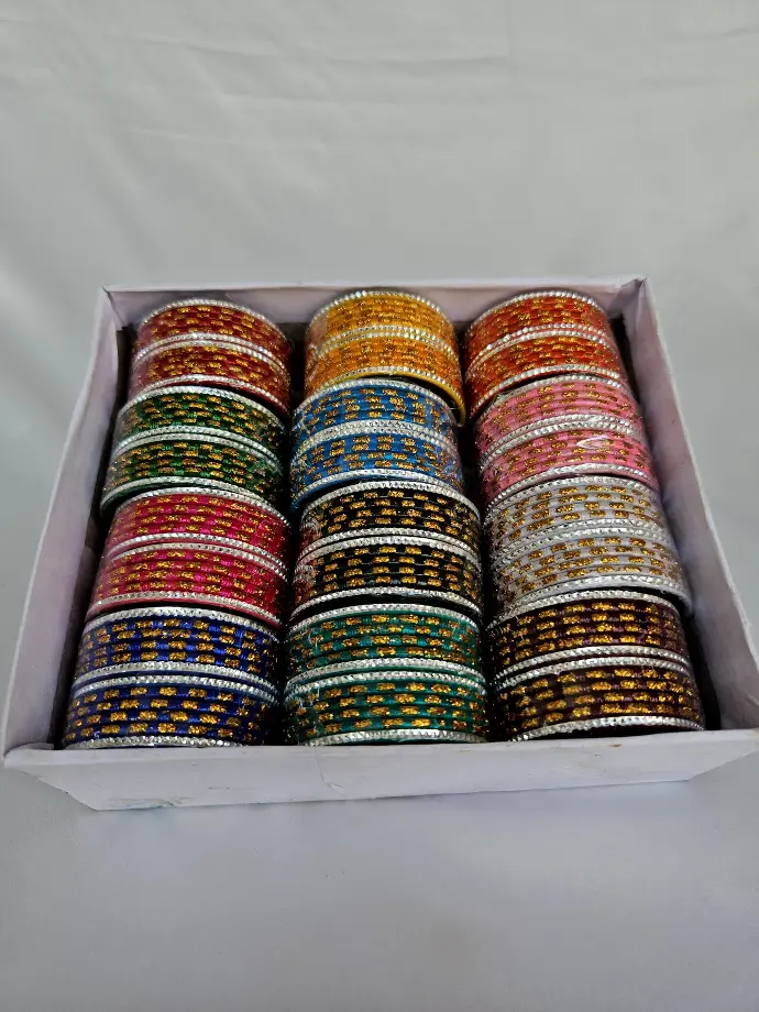 Colored Metal Bangle With Silver Ends