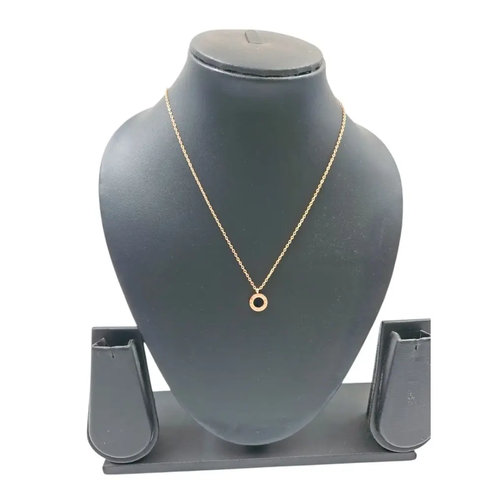 [IX2400412] Simple Rose Gold Chain With  Round White Stone Lockets