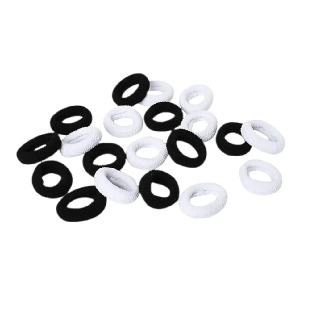 Black & White Hair Bun Soft & Elastic Bundle of 6 