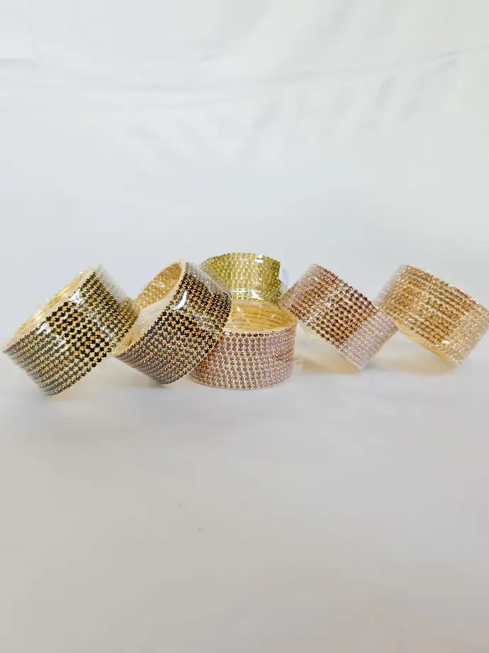 [IX2400455] Colored Stone Metal Bangle 12 Pcs Set