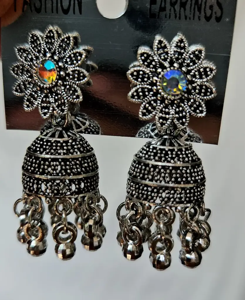 [IX2400488] Black Silver Small Jumka 