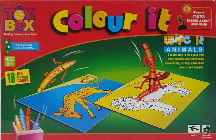 [IX000176] Colour It Coloring Kit With 18 Reusable Cards & Duster  (Animal)