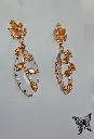 Premium Rose Gold Earring With Colored Oval Stones With Leaf