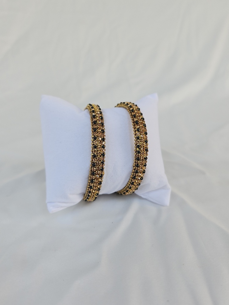 Golden Stone Bangle With Colored Small Beads 2 X 4