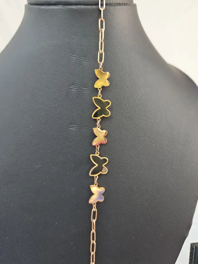 Rose Gold Imitation Long Chain Butterfly Bracelets 