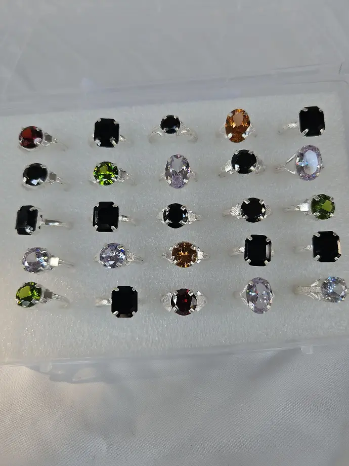 Colored Big Stone Silver Imitation Gents Rings