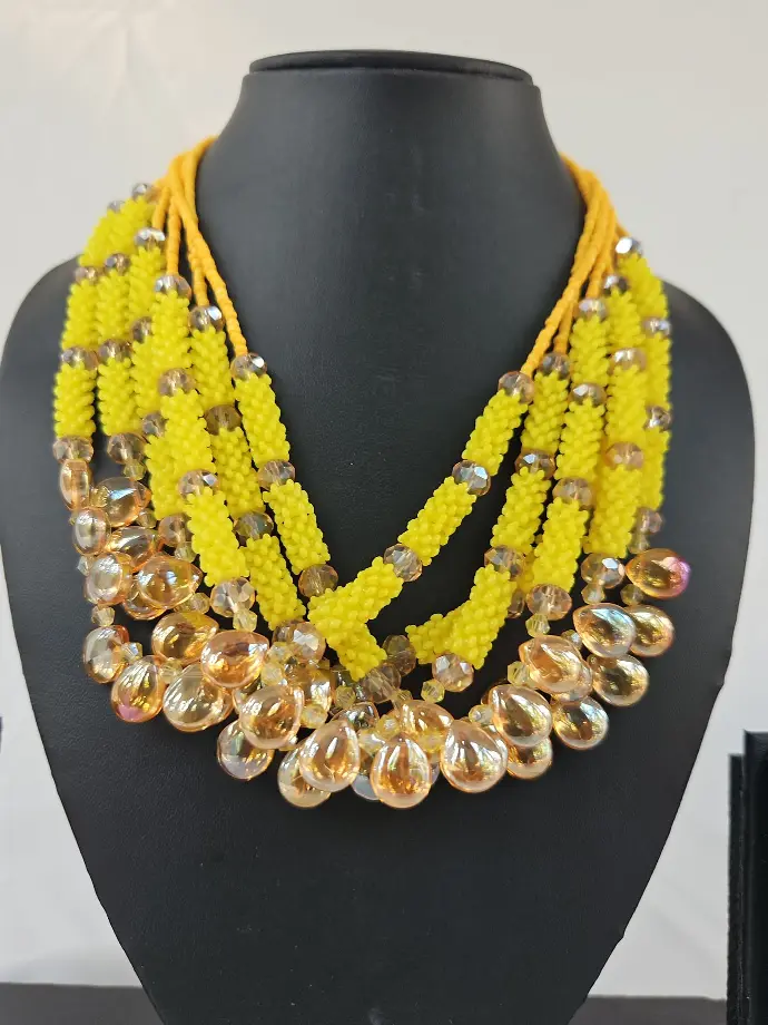 [IX2400634] Muthu Mala Yellow & Golden Transparent Bead 